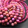 Hot Pink Red Crazy Lace Agate (dyed) Gemstone Round Beads - 4mm, 8mm sizes - 15'' Strand