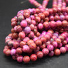 Hot Pink Red Crazy Lace Agate (dyed) Gemstone Round Beads - 4mm, 8mm sizes - 15'' Strand