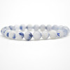 Natural Dumortierite in Quartz Semi-precious Gemstone Round Bead Bracelet - 6mm, 8mm Sizes - 7.5 inches