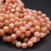 Natural Peach Moonstone (Grade AB) Gemstone Round Beads - 8mm - 15'' Strand