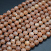 Natural Peach Moonstone (Grade AB) Gemstone Round Beads - 8mm - 15'' Strand