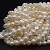 Natural Freshwater Round Potato Nugget Pearl Beads - White - 8mm - 10mm - 14'' Strand