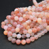 Natural Pink Yan Yuan Agate Semi-Precious Gemstone Round Beads - 8mm - 15'' Strand