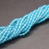 Natural Teal Blue Chalcedony Semi-Precious Gemstone Round Beads - 2mm - 15'' Strand