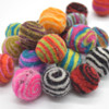 Assorted Striped 100% Wool Felt Balls - 100 Count - 2cm