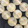 Gold Rutilated Quartz AA Semi-precious Gemstone Round Beads Sample strand / Bracelet - 10mm - 7.5 inches