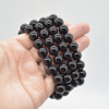 Black Agate Gemstone Round Beads Sample strand / Bracelet - 10mm - 7.5 inches