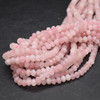 Madagascar Rose Quartz Semi-Precious Gemstone Faceted Rondelle / Spacer Beads - 6mm x 4mm - 15'' Strand