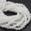 Natural White Snow Jade SMOOTH Round Semi-precious Gemstone Beads - 3mm - 15'' Strand 