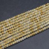 Heat Treated Citrine Semi-Precious Gemstone FACETED Rondelle Beads - 3mm or 4mm Sizes - 15'' Strand