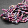 Natural Mixed Ruby, Sapphire Semi-Precious Gemstone FACETED Rondelle Beads - 4mm x 3mm - 15'' Strand