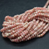 Natural Rhodochrosite Semi-Precious Gemstone FACETED Rondelle Beads - 4mm x 3mm - 15'' Strand