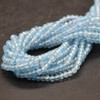 Natural Blue Topaz Semi-Precious Gemstone FACETED Rondelle Spacer Beads - 4mm x 3mm - 15'' Strand