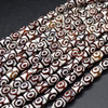 DZI 3 Eye Agate Gemstone Barrel Beads - Black or Red - 10mm, 12mm, 14mm Sizes - 15'' Strand