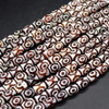 DZI 3 Eye Agate Gemstone Barrel Beads - Black or Red - 10mm, 12mm, 14mm Sizes - 15'' Strand