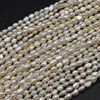 White Natural Freshwater Baroque Nugget Pearl Beads - Iridescent Rainbow Hue - Irregular Shapes - 6mm - 8mm x 5mm - 6mm - 15'' Strand