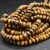 Natural Tiger Eye Smooth Gemstone Rondelle / Spacer Beads - 8mm x 4mm - 5mm - 14'' Strand