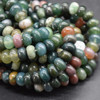 Natural Indian Agate Smooth Gemstone Rondelle / Spacer Beads - 8mm x 4mm - 5mm - 14'' Strand