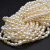 Natural Freshwater Rice Pearl Beads - Off White - 6mm - 7mm x 5mm - 14'' Strand