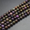 Natural Dark Purple Atlantisite Semi-Precious Gemstone Round Beads - 6mm, 8mm sizes - 14'' Strand
