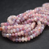 Natural Lepidolite in Pink Tourmaline Gemstone FACETED Rondelle Spacer Beads - 4mm x 3mm - 14'' Strand