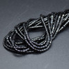 Natural Black Tourmaline Semi-precious Gemstone Round Tube Beads - 2mm x 2mm - 15'' Strand