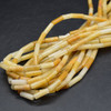 Natural Yellow Jade  Semi-precious Gemstone Round Tube Beads  13mm x 4mm  15 Strand