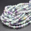 Large Hole (2mm) Beads - Natural Rainbow Fluorite Semi-Precious Gemstone Round Beads - 8mm - 15'' strand