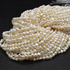 Natural Freshwater Baroque Nugget Pearl Beads - Off White - 4mm - 5mm - 14'' Strand