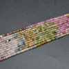 Natural Rainbow Tourmaline Gemstone Faceted Cube Beads - 2mm - 2.3mm - 15'' Strand