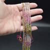 Natural Rainbow Tourmaline Gemstone Faceted Cube Beads - 2mm - 2.3mm - 15'' Strand