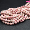 Natural Peruvian Rhodonite Semi-precious Gemstone Round Beads - 6mm, 8mm sizes - 15'' Strand
