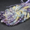 Mixed Gradient Shades Rainbow Fluorite Semi-Precious Gemstone FACETED Rondelle Spacer Beads - 4mm, 6mm sizes - 15'' Strand