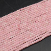 Natural Chinese Pink Opal Semi-Precious Gemstone FACETED Rondelle Spacer Beads - 3mm x 2mm - 15'' Strand