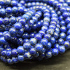 Large Hole (2.5mm) Beads - Lapis Lazuli Semi-Precious Gemstone Round Beads - 6mm - 15'' strand