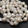 Natural Large White Freshwater Baroque Nugget Pearl Beads - for Earrings / Pendants - 2 Count - 18mm - 20mm x 11mm - 13mm