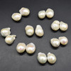 Natural Large White Freshwater Baroque Nugget Pearl Beads - for Earrings / Pendants - 2 Count - 18mm - 20mm x 11mm - 13mm