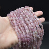 Natural Purple Pink Madagascar Rose Quartz Semi-Precious Gemstone Tumblestone Nugget Pebble Beads - 5mm - 8mm - 15'' Strand