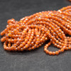 Cubic Zirconia FACETED Round Beads - Dark Orange - 2mm - 15'' Strand