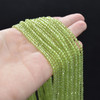 natural Peridot Semi-precious Gemstone FACETED Round Beads - 3.2mm  - 3.5mm - 15'' Strand
