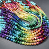 Mixed Gemstone Round Beads - 6mm, 8mm Sizes - 14'' Strand - Rainbow colours for Jewellery Making