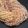Freshwater Pearl Beads - Baroque Seed Nugget Keshi Pearls - Peach Pink, Purple - 2.8mm - 3.5mm - 13'' strand - For Jewellery Making