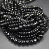 Natural Black Spinel Semi-Precious Gemstone Faceted Rondelle / Spacer Beads - 5mm x 3mm - 15'' Strand