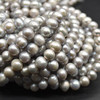 Freshwater Pearl Beads -  Round, Potato, Silver, 5mm - 9mm, 15'' Strand, for Jewellery Making