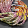 Rainbow Sapphire Irregular FACETED Rondelle Beads - 3mm x 2mm - 16'' Strand, for Jewellery Making