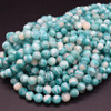 Amazonite (Pale Teal Green) Round Beads -  6mm, 8mm sizes - 15'' Strand, for Jewellery Making
