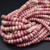 Chinese Rhodonite SMOOTH Rondelle Spacer Beads - 6mm, 8mm Sizes - 15'' Strand, for Jewellery making