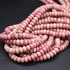 Chinese Rhodonite SMOOTH Rondelle Spacer Beads - 6mm, 8mm Sizes - 15'' Strand, for Jewellery making