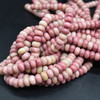 Chinese Rhodonite SMOOTH Rondelle Spacer Beads - 6mm, 8mm Sizes - 15'' Strand, for Jewellery making