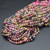 Dark Coloured Multi-coloured Tourmaline Gemstone Round Beads - 3mm or 3.5-3.9mm - 15'' Strand, for Jewellery Making